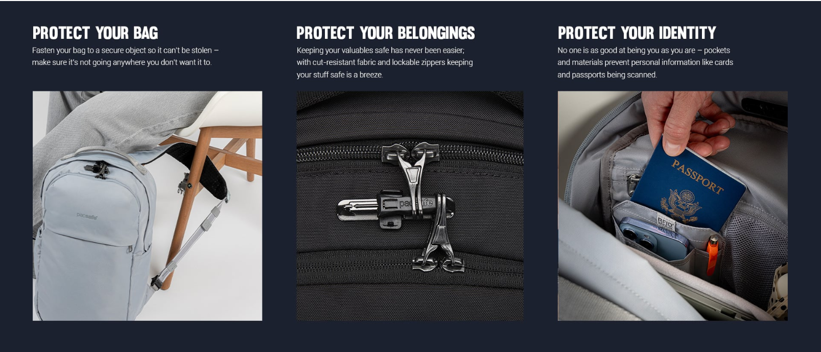 Městský batoh Pacsafe® V 20L s ochranou proti krádeži technologie